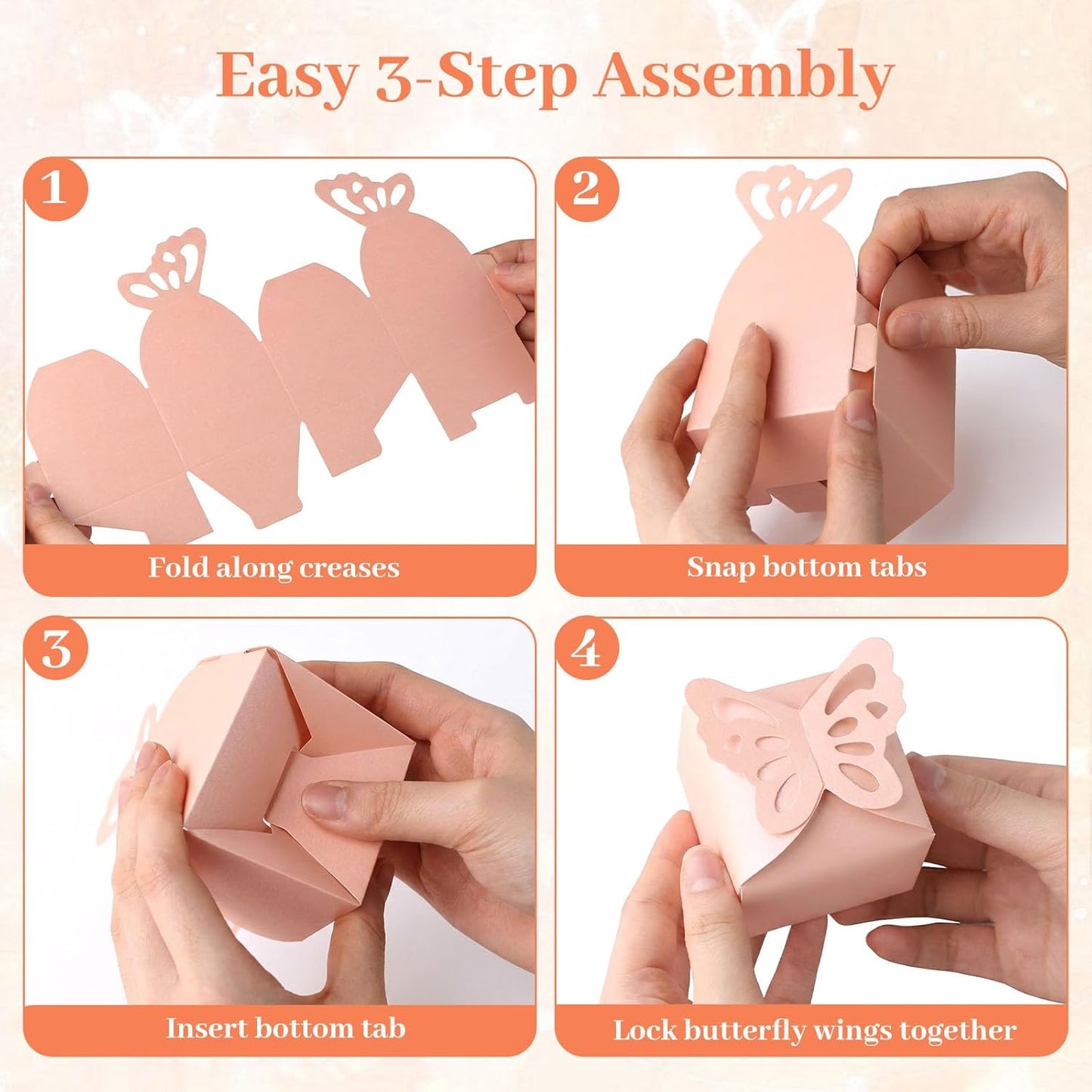 VGOODALL 50PCS Party Favor Boxes, 2.4" x 2.4" x 1.8" 3D Butterfly Candy Boxes White Baby Shower Favors for Wedding Birthday Party Gift