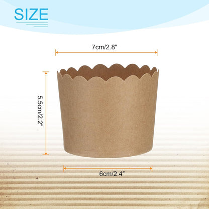 HARFINGTON 50Pcs Paper Baking Cups 6oz Brown Kraft Paper Muffins Liners Cupcake Greaseproof Disposable Bulk Wrappers for Wedding Birthday Graduation