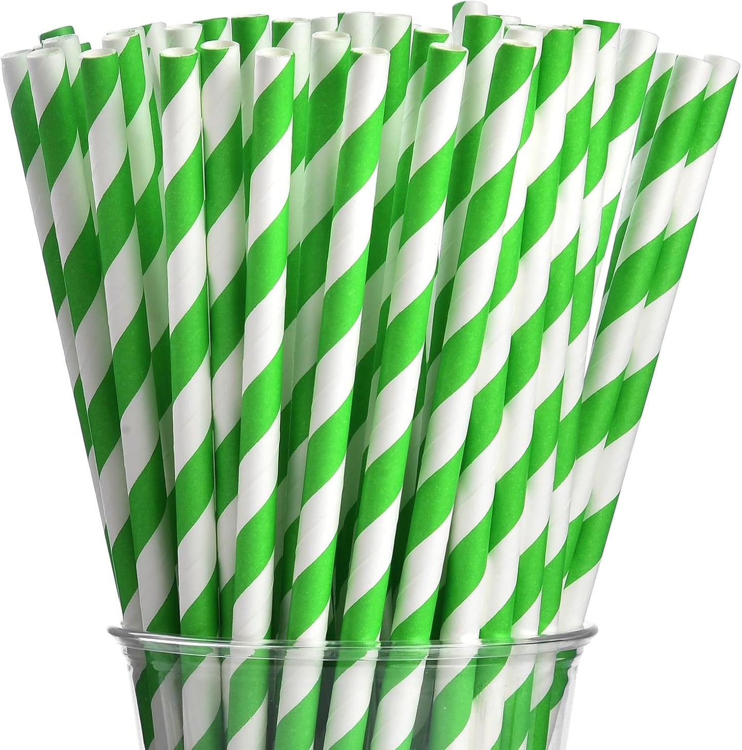 ALINK 100 White and Gold Striped Paper Straws, Biodegradable Disposable Drinking Straws for Birthday, Bridal/Baby Shower, Christmas, New Year, Party Decoration Supplies
