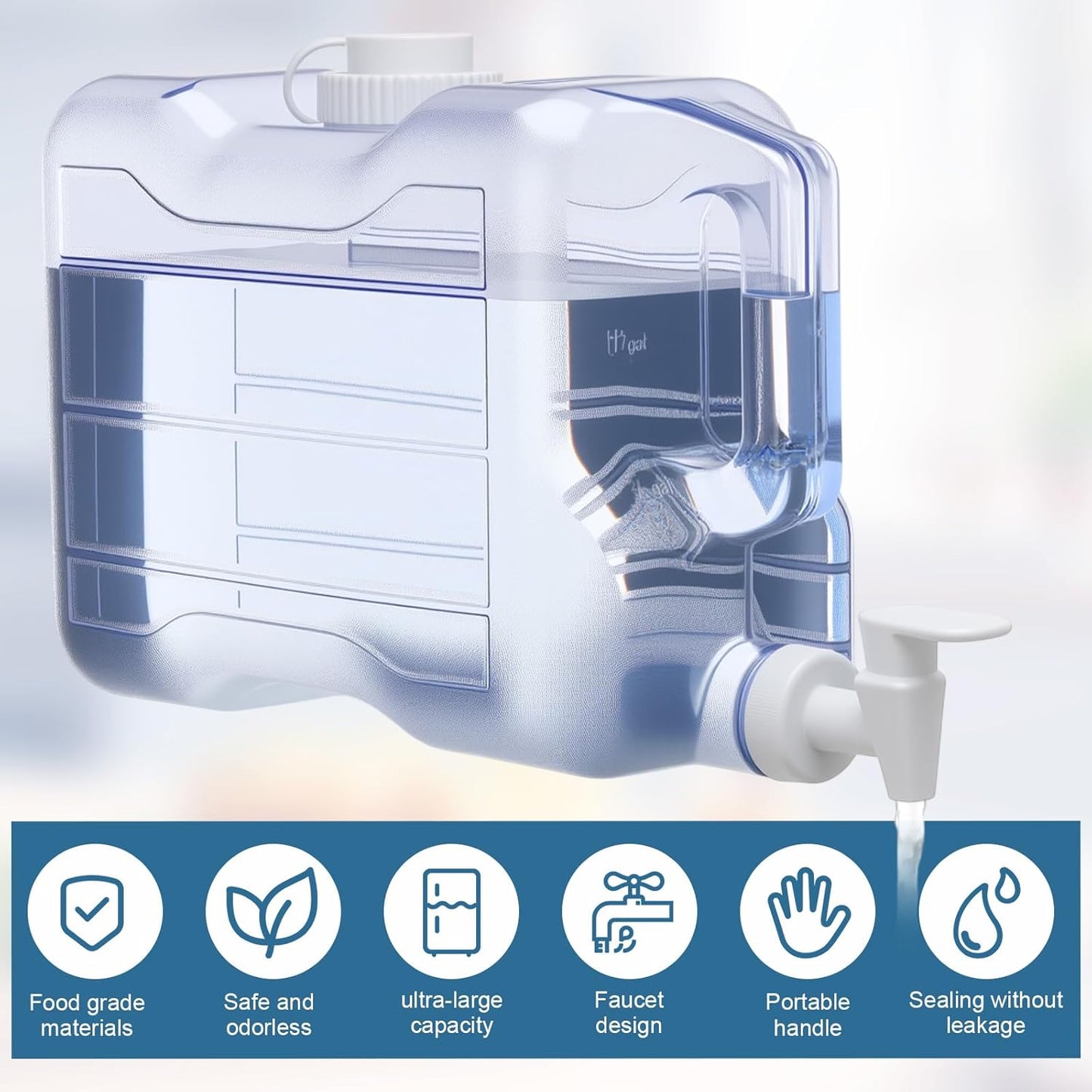 Funnymoom 1 Pcs 2 Gallon Fridge Water Dispensers Bottle with Leak-proof Spigot and Convenient Handle Plastic Water Container Refrigerator Beverage Dispenser Jug for Party Cold Juice Drink Iced Tea