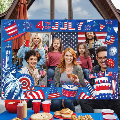 4th of July Photo Booth Props Photo Frame Independence Day Photography Posing Selfie Supplies Funny Picture Decorations for Patriotic Memorial Themed Party Favor Masquerade Backdrop Decor Supplies