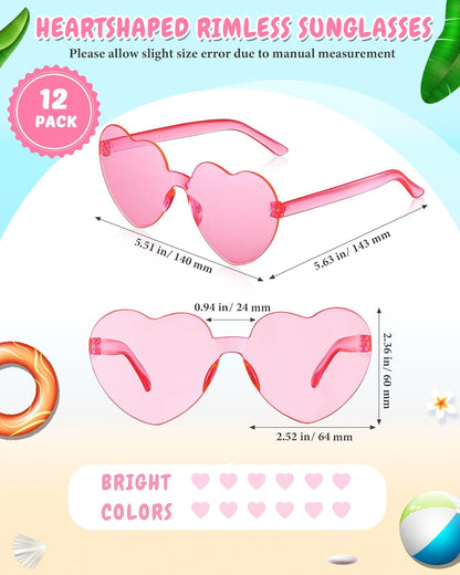 Kanayu 12 Pcs Mixed Style Rimless Sunglasses Retro Party Favors Eyewear for Bachelor Party Photoshoot Costume Accessories