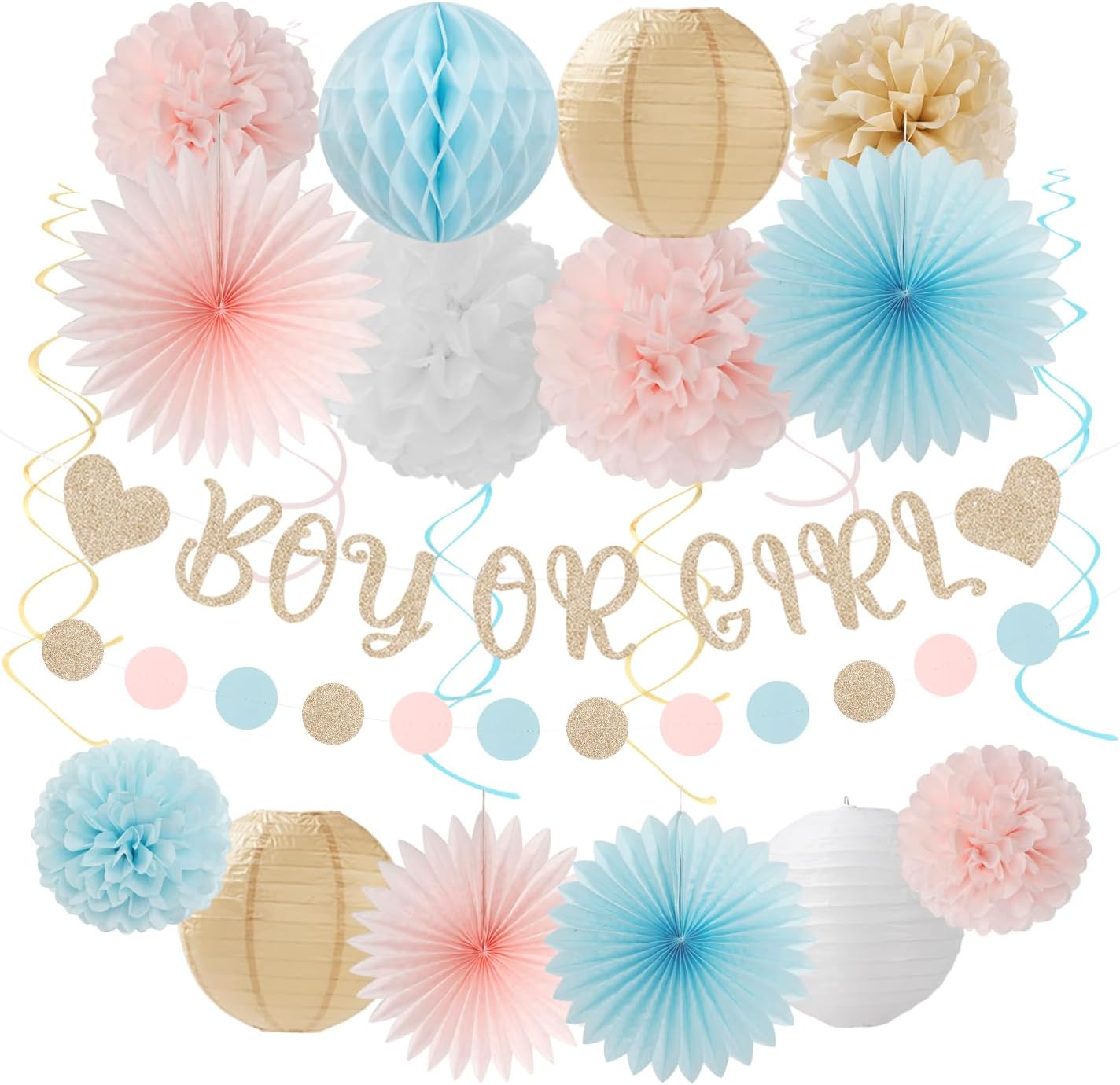 2026 Blue Class-Congratulations Prom Graduation Party-Decorations - 22pcs High School College Grad Supplies Decor,Royal Navy White Silver Tissue Pom Poms Streamers, Paper Flowers Lanterns Hugmoon