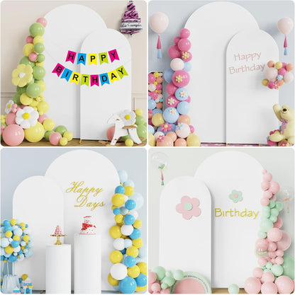 Wokceer Wedding Arch Backdrop Stand and Cover Set of 2 Metal Arch Stand with Arch Cover White 7.2FT, 6FT for Birthday Party Wedding Ceremony Bridal Baby Shower Event Decor
