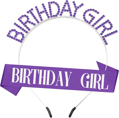 Birthday Sash & Crown for Women - Tiara Headband, Girls' Decorations Accessories