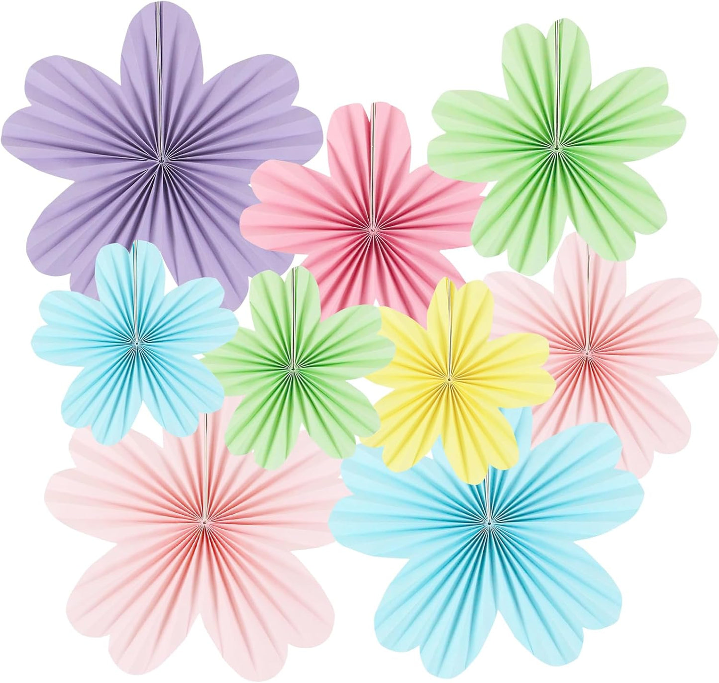 Party Hanging Paper Fans Decoration Set for Wedding Birthday Party Mother's Day Round Events Accessories Set of 8
