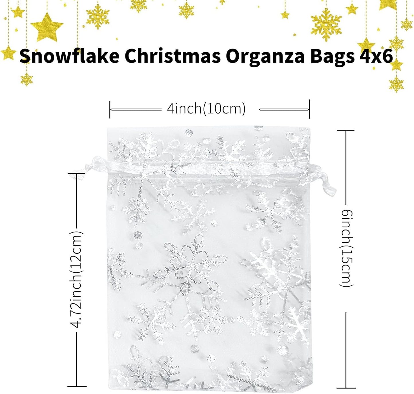 100PCS White Organza Bags, 4x6 Inch Small Mesh Bags Drawstring, Jewelry Gift Bags for Easter, Party, Festival, Bathroom Soaps, Makeup