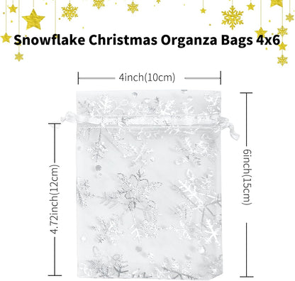100PCS White Organza Bags, 4x6 Inch Small Mesh Bags Drawstring, Jewelry Gift Bags for Easter, Party, Festival, Bathroom Soaps, Makeup