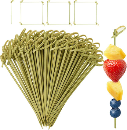 1000 Pcs Cocktail Picks 4.13 Inch Bamboo Skewers Fancy Party Toothpicks for Appetizers Charcuterie Food Picks Sticks with Looped Knot for Drinks Garnish Sandwich Fruit