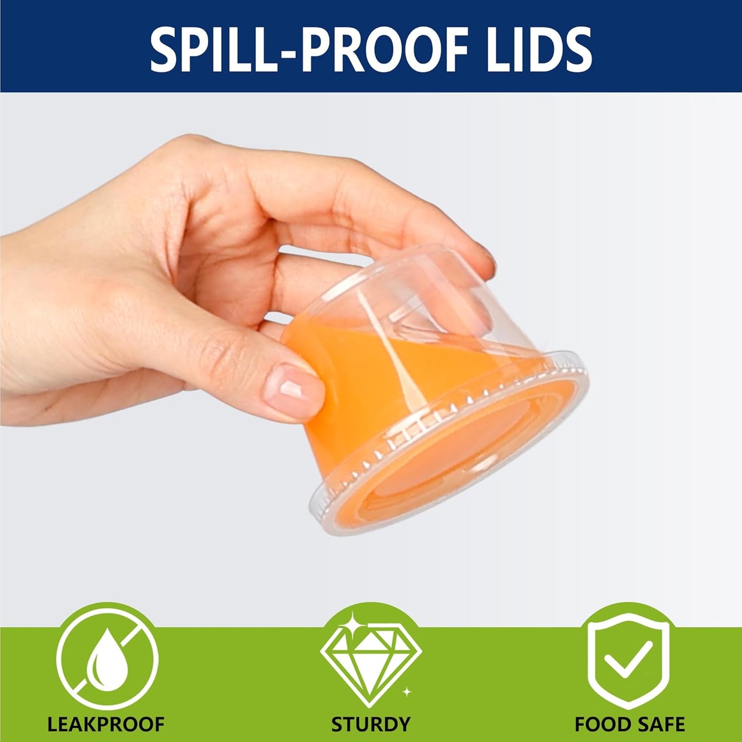2oz Crystal Jello Shot Cups with Lids 100 Set, Leakproof & Freezer Safe Small Meal Prep Plastic Portion Cups for Salad Dessert Condiment Sauce Souffle, Food Storage Cups for Lunch Party Trips
