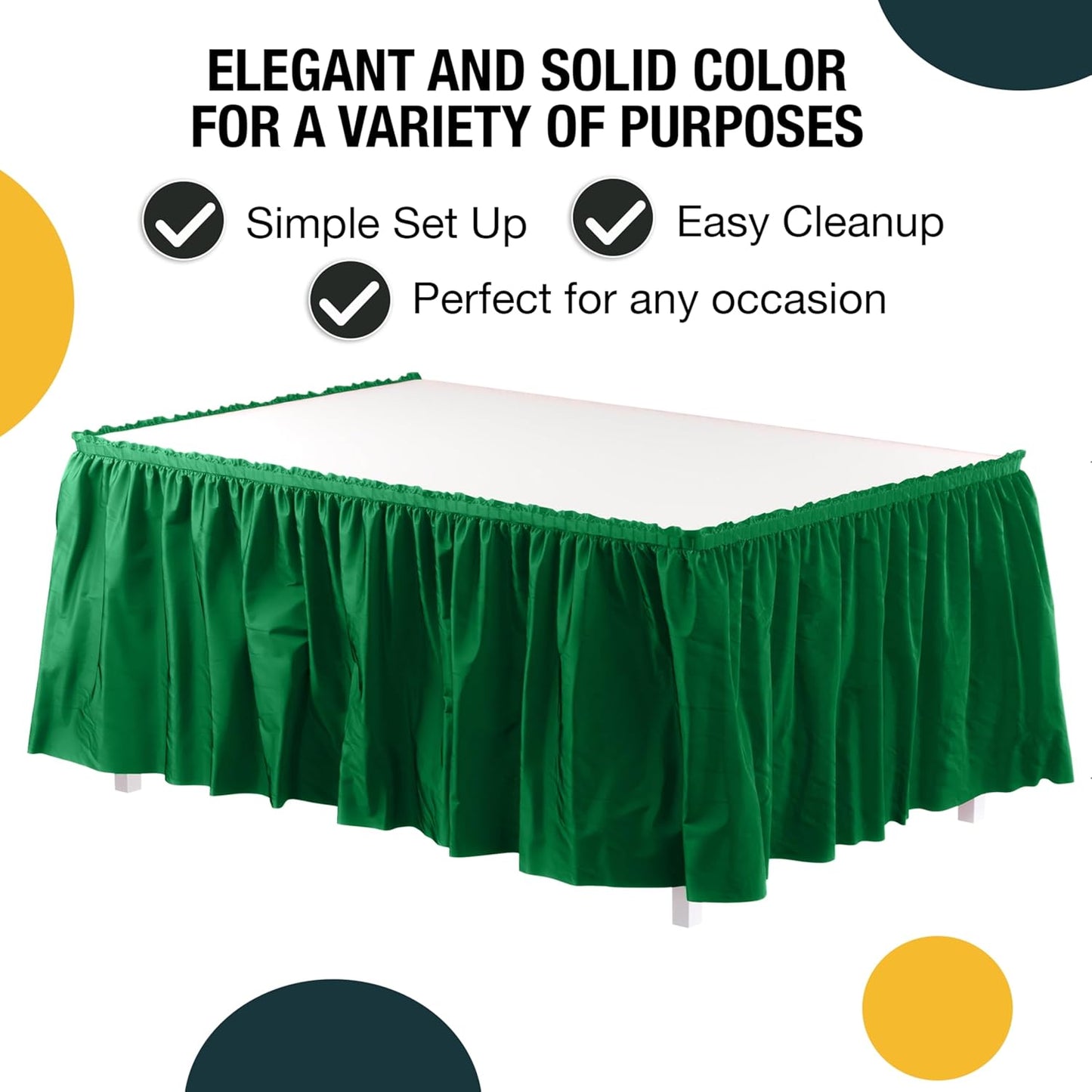Exquisite Ruffle Table Skirt Black 6 Pack 14 Ft Long Table Skirts for Rectangle Tables 6ft Plus or Round Tables Skirts with Adhesive Strip for Gender Reveal Decor & Happy Birthday Parties