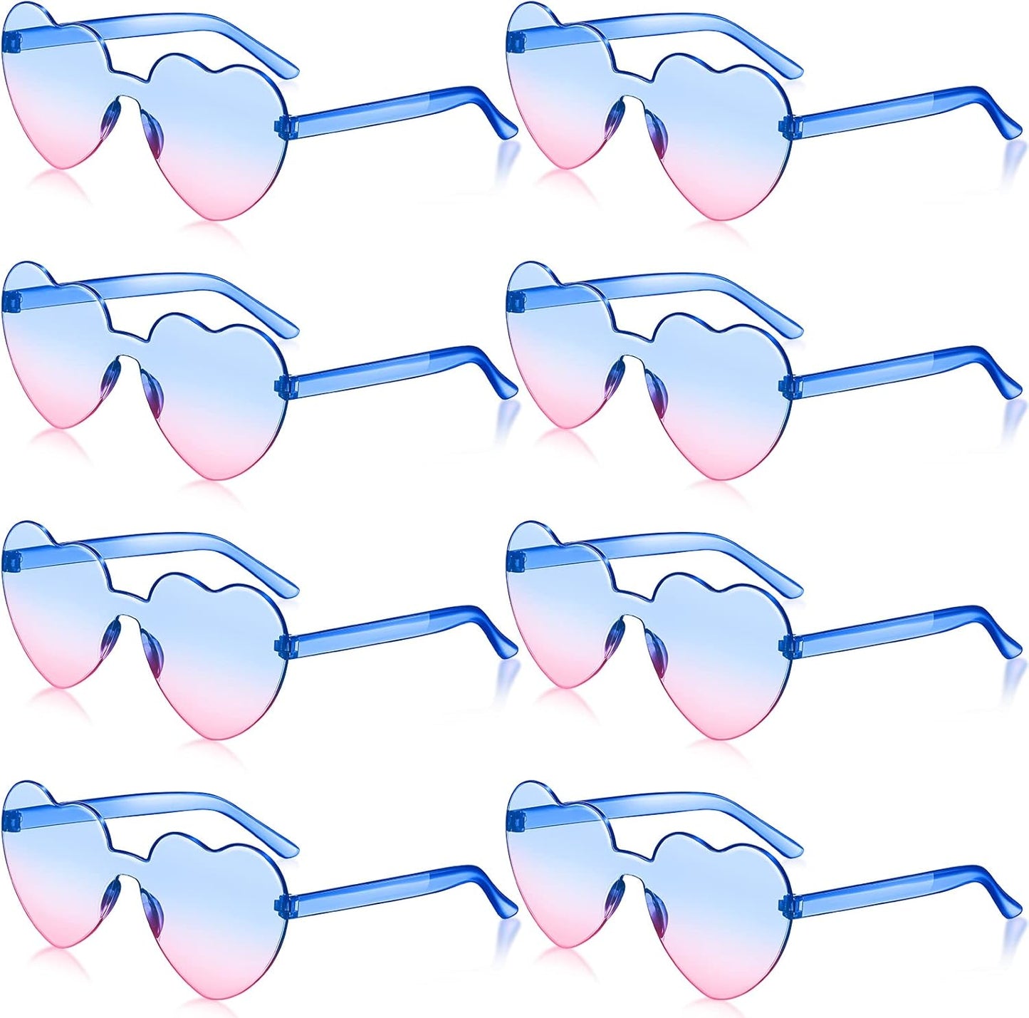 Frienda 8 Pairs Heart Shaped Sunglasses for Women Rimless Heart Glasses Candy Color Sunglasses for Party Favor