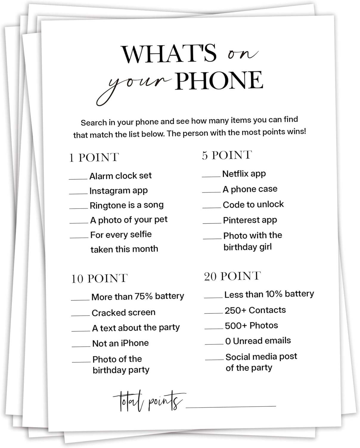 Birthday Party Games, My Favorite Memory, 25 Pcs Card Set for Guests, Fun Birthday Game for Teen Adults – A06