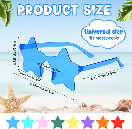 8/12/24/36/48 Pack Star Sunglasses Bulk Colorful Rimless Star Glasses Transparent Candy Color Sunglass for Adult Kids