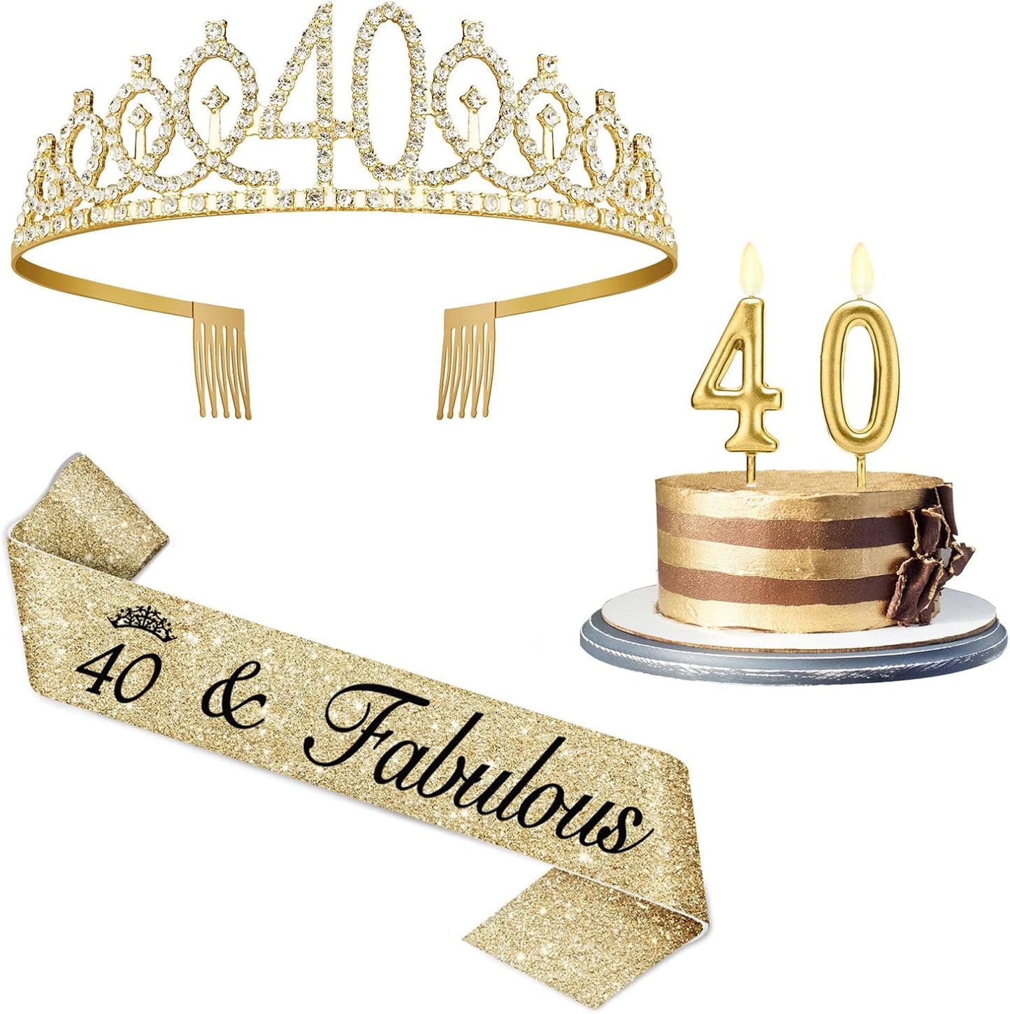 21st Birthday Decorations for Her with 21st Birthday Sash and Crown, Candles Gold, Gifts for 21 Year Old Girls