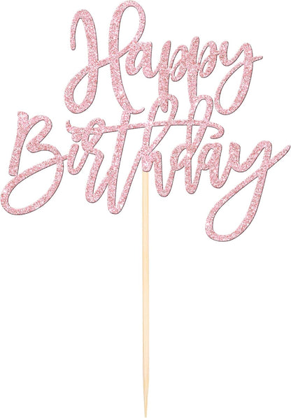 ZHUOWEISM 1 PCS Gold Happy Birthday & Anniversary Cake Topper