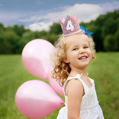 Rainbow Crown - 4th Birthday Party Glitter Crown, Kids Birthday Hats, Baby Photo Props, Little Girls Hair Accessories