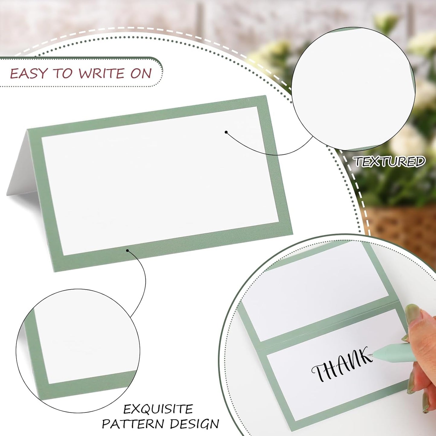 Whaline 100Pcs Navy Blue Place Cards 3.5 x 2 Inch White Blank Tented Cards Wedding Seating Cards for Party Table Setting Supplies