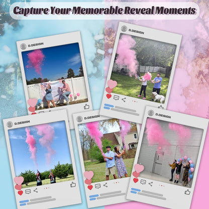 POPUPARTY 2Pack pink Gender Reveal Confetti smoke Powder Cannon, Confetti and Powder Poppers | Ideal for Baby girl Gender Reveal Decoration and party