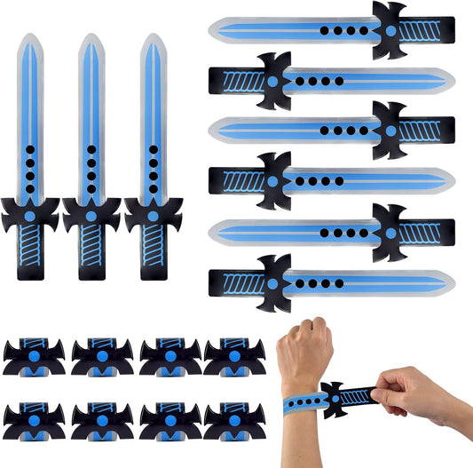6 Pieces Medieval Party Favors Pirate slap bracelet Pirate Party Favors Medieval Joust Dual Dragon party Goodie Bag Pinata Fillers Giveaways Snap Bands for for Medieval Knight Castle party (6)