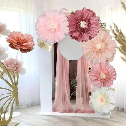 Giegxin 20 Pcs 31.5'', 23.6'', 11.8'', 9.8'' Pink Giant Paper Flower Boho Large Tissue Flower for Wall Pink Pom Pom Floral Decoration for Wall Wedding Bridal Shower Classroom Tea Party Birthday Decor