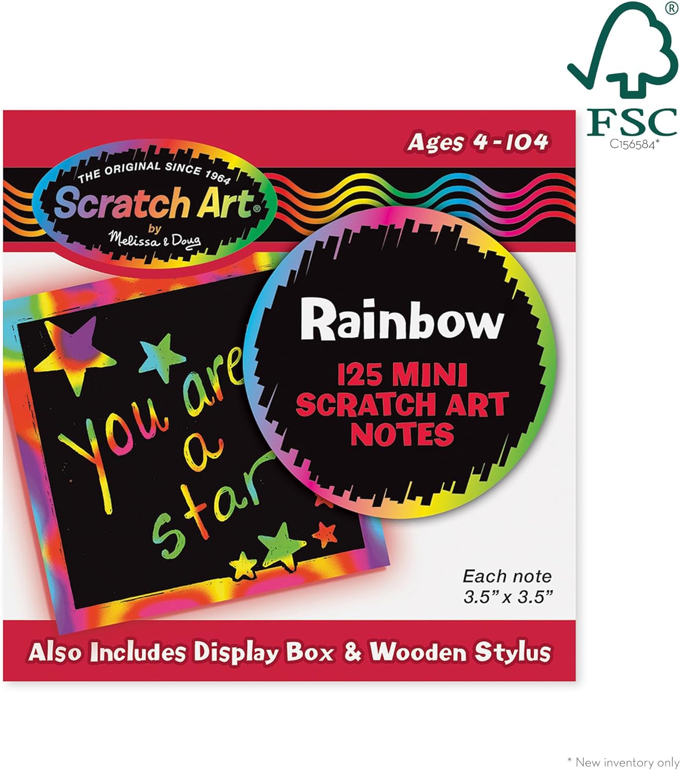Melissa & Doug Scratch Art® Box of 125 Friendship-Themed Shaped Notes in Desktop Dispenser (Approx. 3.5” x 3.5” Each Note)