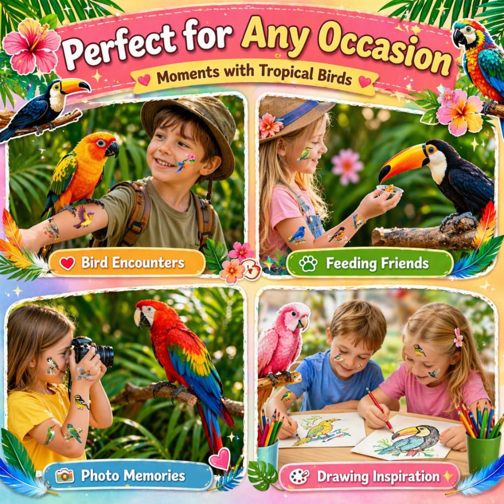 96PCS Tropical Flower Hawaiian Temporary Tattoos Pre-Cut - Hibiscus Plumeria Stickers Beach Summer Hawaiian Birthday Party Decorations, Supplies & Favors - School Gifts Rewards Prizes for Girls Women
