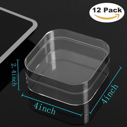 KissYou Acrylic Box Clear Boxes with Lid 12 Packs Small Candy Box Display Square Cube Wedding Graduation Party Decorations Jewlry Gift Box