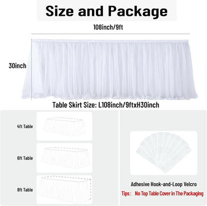 72inch Champagne Gold Tulle Table Skirts for Rectangle Round Tables, Gold Grim Ruffle Tulle Tutu Cloth Table Skirt 6ft for Wedding Birthday Party Cake Dessert Decor(No Top Cover)