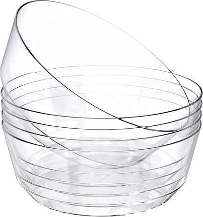 Hioasis 8 Pack Plastic Serving Bowls 128oz Gold Glitter Plastic Bowls Heavy Duty Disposable Serving Bowls for Party Snack & Salad & Candy & Bar Buffet