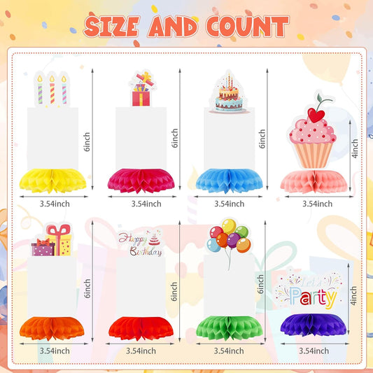 Spiareal Birthday Photo Centerpieces for Tables Honeycomb Rainbow Desk Decorations Colorful Happy Birthday Party Supplies Picture Display for Party Favor Baby Shower Table Decoration