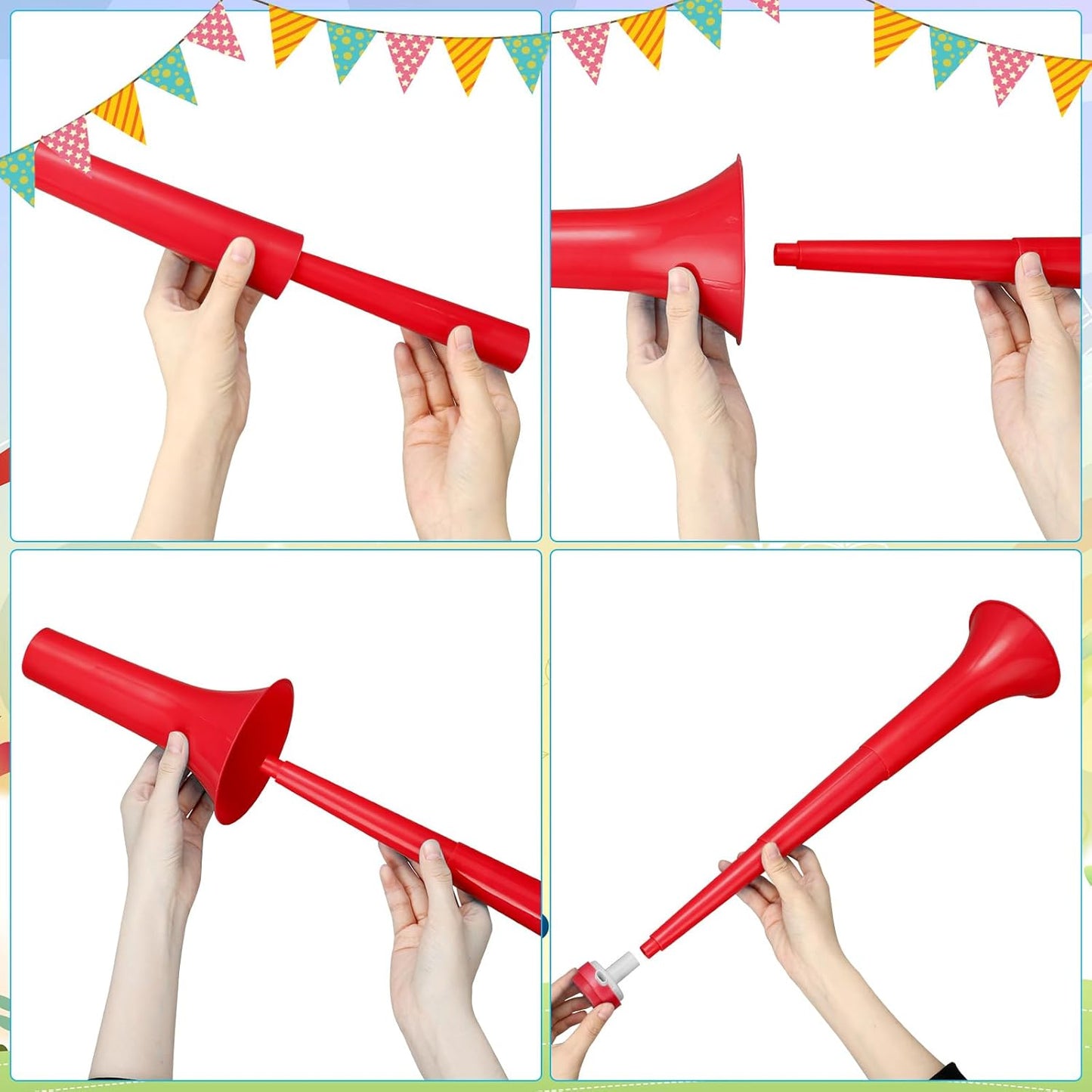 2 Pcs Stadium Horn for Adult, 21 Inch Vuvuzela Plastic Collapsible Cheering Trumpets for Sporting Events Football Carnival Party (Blue)