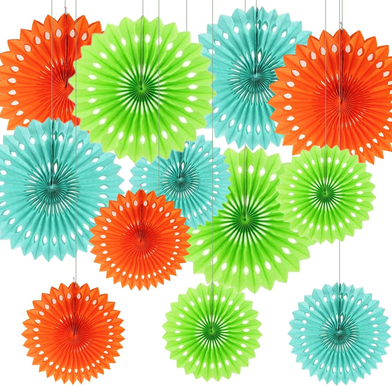 12PCS Colourful Paper Fans Party Decorations,Rainbow Hanging Ceiling Honeycomb Round Tissue Paper Fans for Mexican Engagement Fiesta Cinco De Mayo Party Decorations