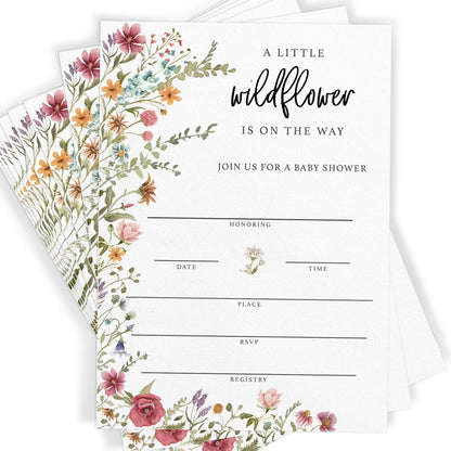 Printed Party Baby Shower Games for Girl – 4 Games and Activities for 30 Guests, Includes Bingo, Price is Right, Mommy or Daddy Trivia, and Storybook Title Guessing, Wildflower Baby in Bloom Design