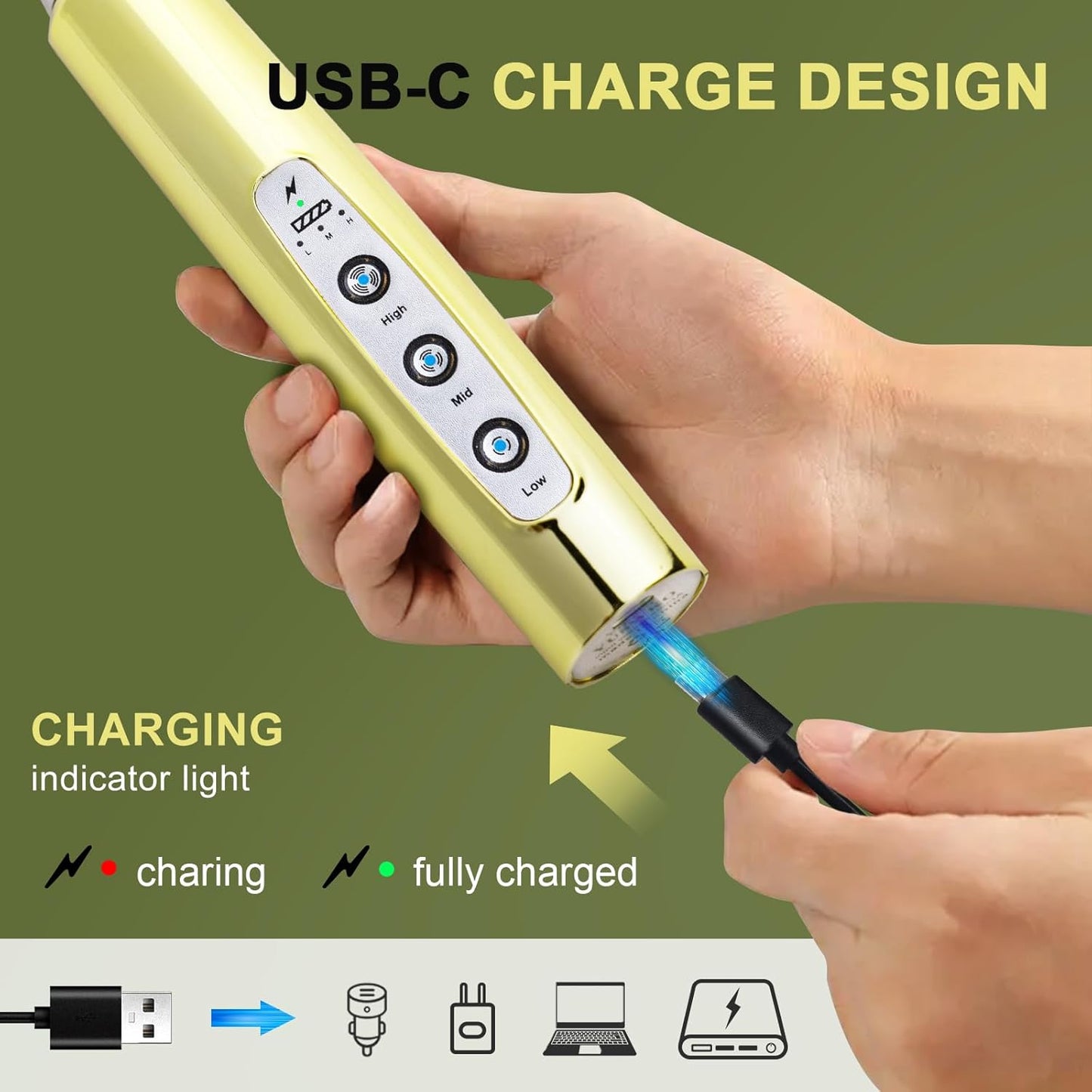YUSWKO Black Handheld Milk Frother Wand for Coffee, Rechargeable Electric Whisk with 3 Heads 3 Speeds Drink Mixer Coffee Frother For Latte, Cappuccino, Hot Chocolate, Egg