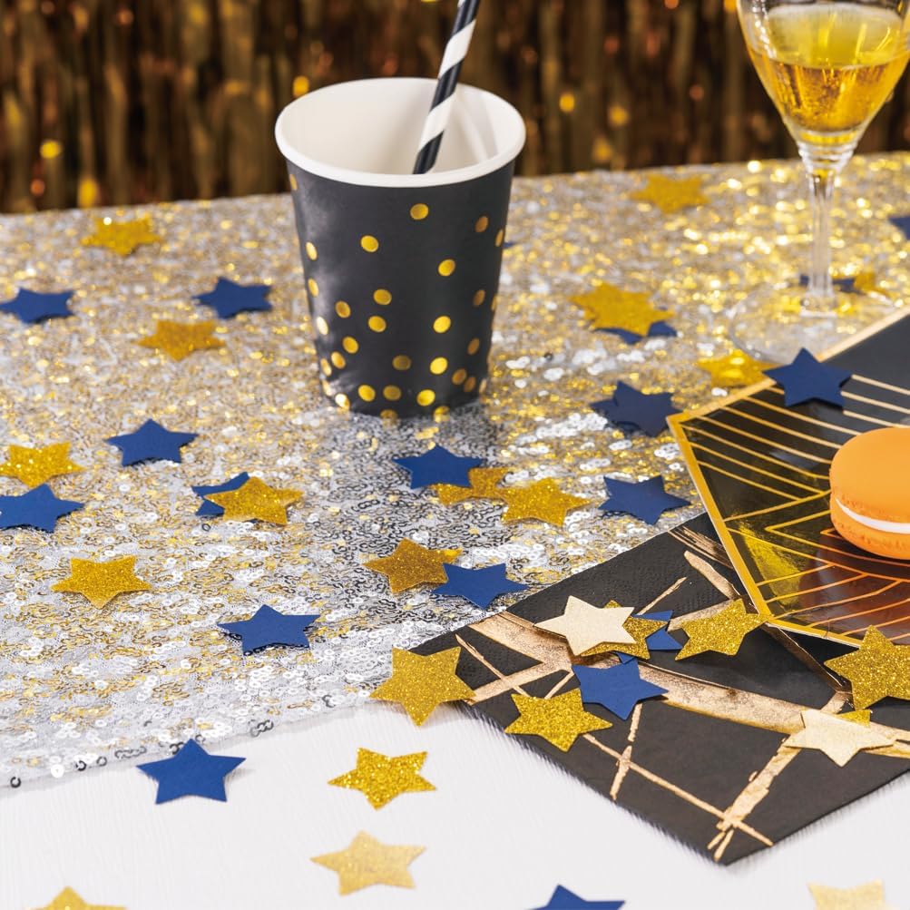 MOWO Glitter Five Stars Confetti Wedding Party Decor and Table Decor, 1.2’’ in Diameter (Glitter Gold,200pc)