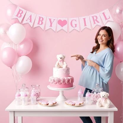 Hahafelt 1 Pcs Blue Gingham Welcome Baby Boy Banner for Baby Shower Party Decorations Pre Strung Gender Reveal Paper Banner for Table, Wall, Mantel Display Party Decor Supplies