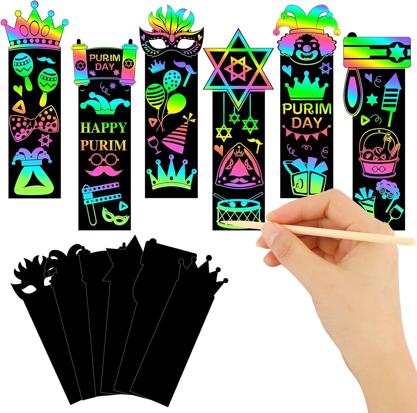 JUNEBRUSHS 30Pcs Ocean Crafts, Rainbow Magic Ocean Animals Scratch Bookmarks Under The Sea Party Favors Games for Activities Summer Arts and Crafts