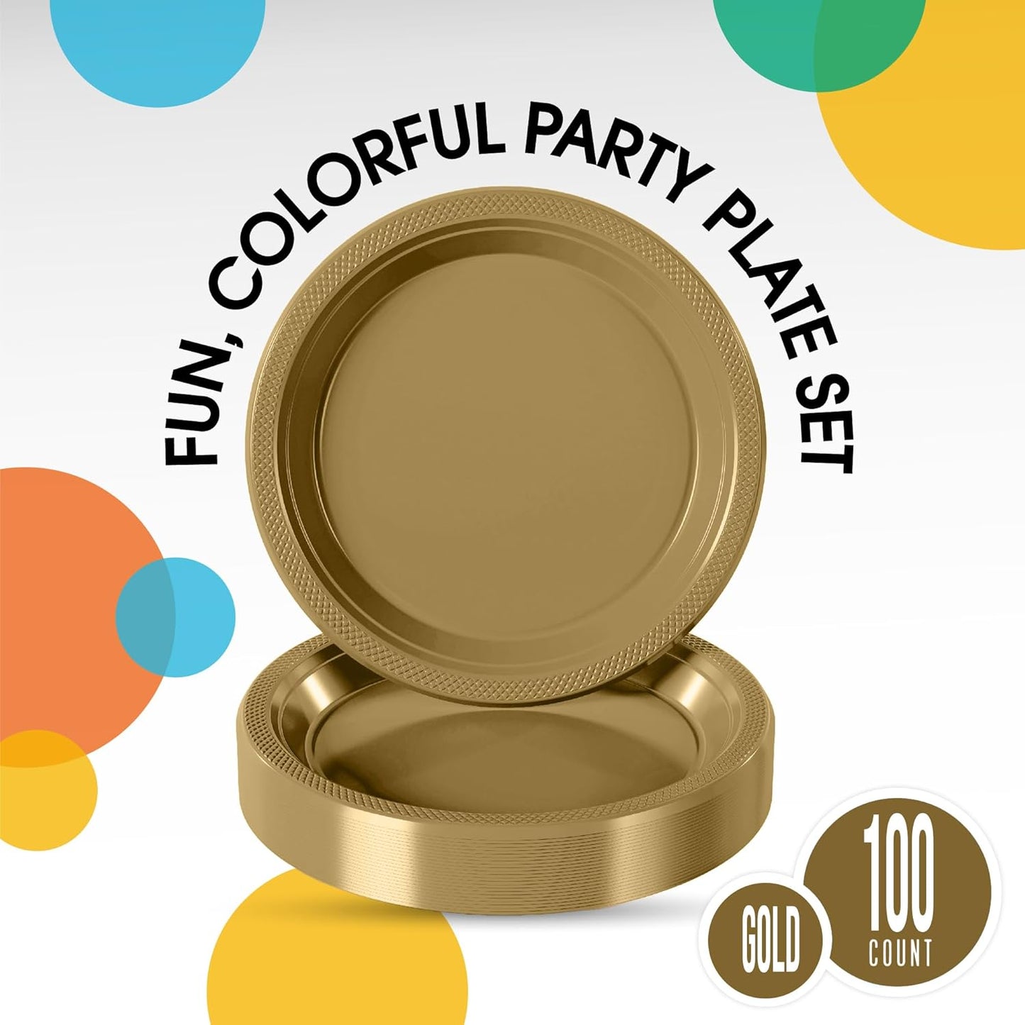 Party Solids Black Plastic Plates For Party 10" Black Disposable Plates For Party Supplies 100 Pcs Plastic Dinnerware Sets Heavy Duty 350 GSM Disposable Dinnerware Set