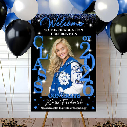 Graduation Party Welcome Sign, Photo Graduation Poster, Graduation Decorations, Grad Party Sign, Grad Welcome Sign, Graduation gift for best friend, Graduation gift for daughter, sister, brother - 1