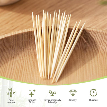 HOPELF Bamboo Toothpicks for Teeth Cleaning, Appetizer, Olive, Barbecue, Fruit, Double-Points Wooden Toothpick.600 Count