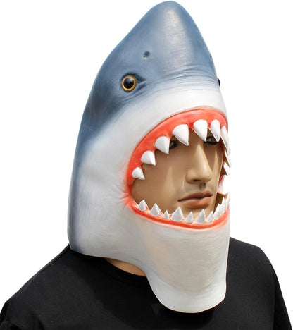 CreepyParty Shark Mask - Animal Halloween Costume for Parties, Cosplay, Photo Booth Props, and Pranks - Funny Gag Gift for Adults
