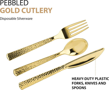 Plastic Cutlery Silverware Extra Heavyweight Disposable Flatware, Full Size Cutlery Combo, Polished Silver, 80 Forks, 40 Spoons, 40 Knifes, Value Pack 160 Count