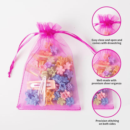 100PCS White Organza Bags, 4x6 Inch Small Mesh Bags Drawstring, Jewelry Gift Bags for Easter, Party, Festival, Bathroom Soaps, Makeup