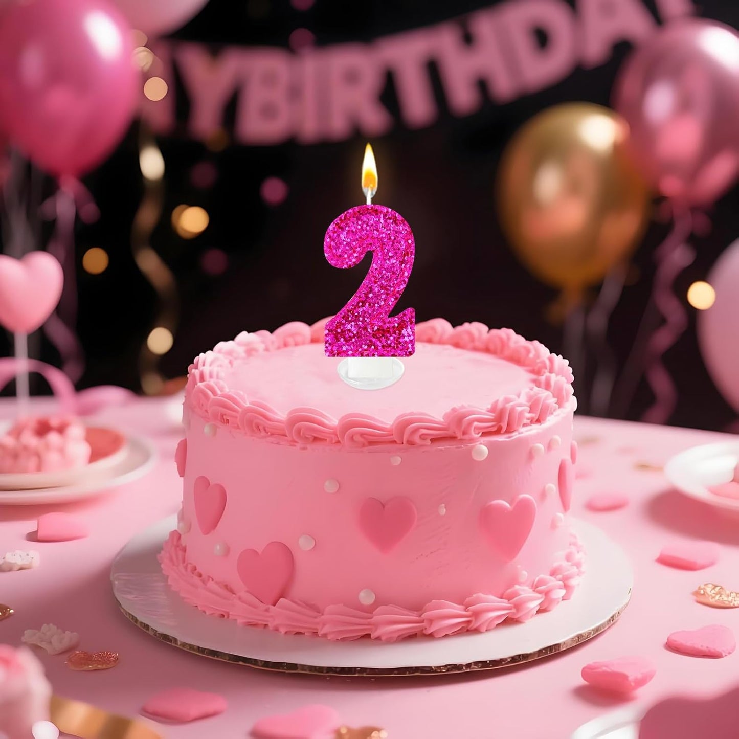 Birthday Number Candles, Glitter Number Candle Cake Decorations with Sequins, Cupcake Decorations for Girls, Women, Party Anniversary Celebrations (Number 6, Purple)