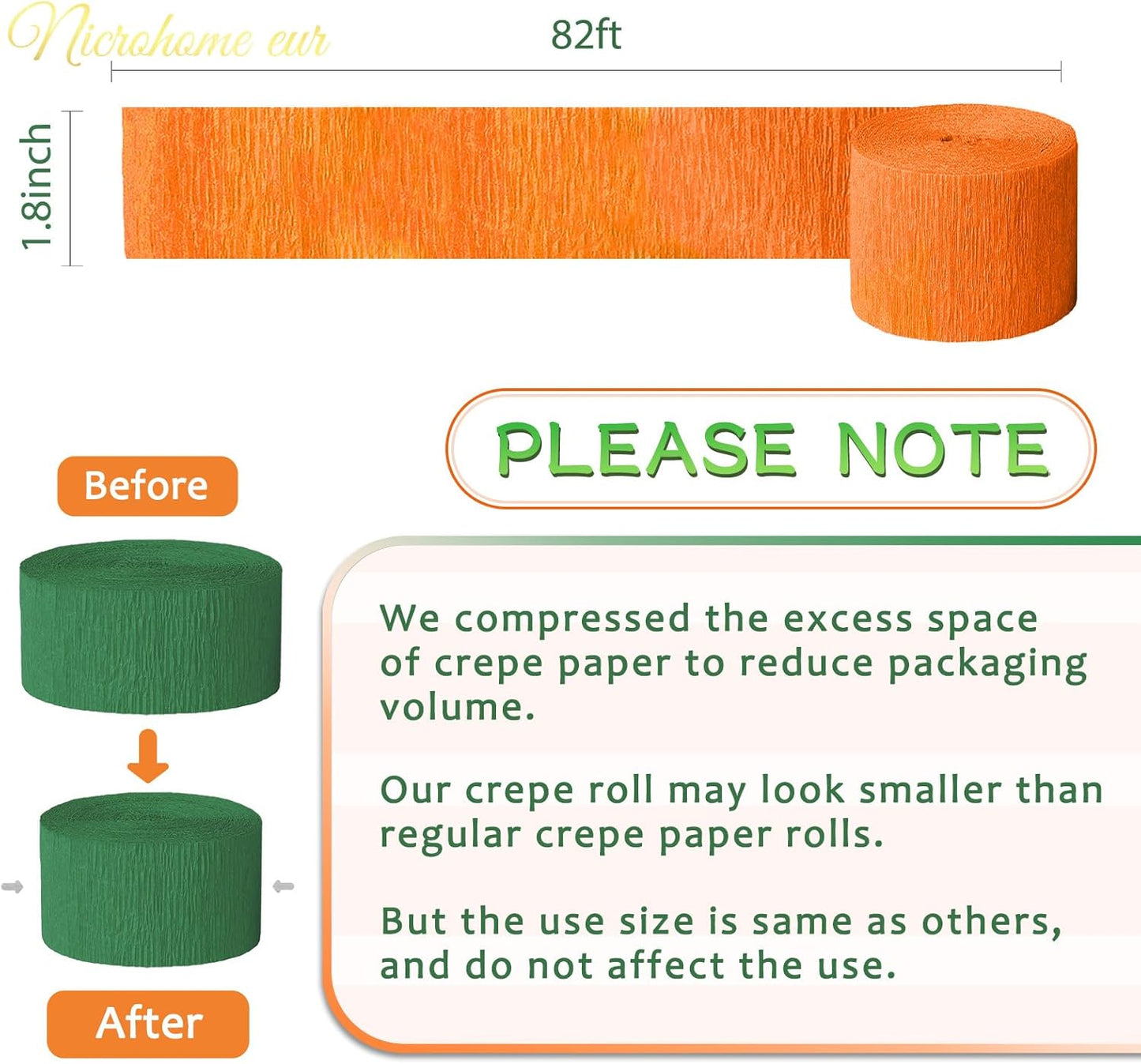 NICROHOME EUR Wedding Party Decorations, 8 Rolls Moss Sage Green Pink Crepe Paper Streamers for Boho Baby Shower, Wedding, Engagement Party, Spring Party, Birthday Party Supplies, 82 ft Long
