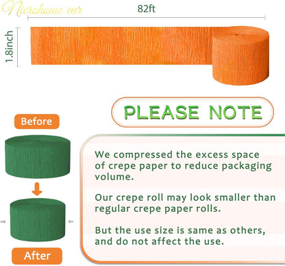 NICROHOME EUR Wedding Party Decorations, 8 Rolls Moss Sage Green Pink Crepe Paper Streamers for Boho Baby Shower, Wedding, Engagement Party, Spring Party, Birthday Party Supplies, 82 ft Long