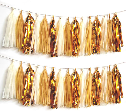 Tassel Garland Tissue Paper Tassel Banner,Tassels Party Decorations for Wedding,Birthday,Bridal/Baby Shower,Pack of 15 (Burgundy/Black/Silver)