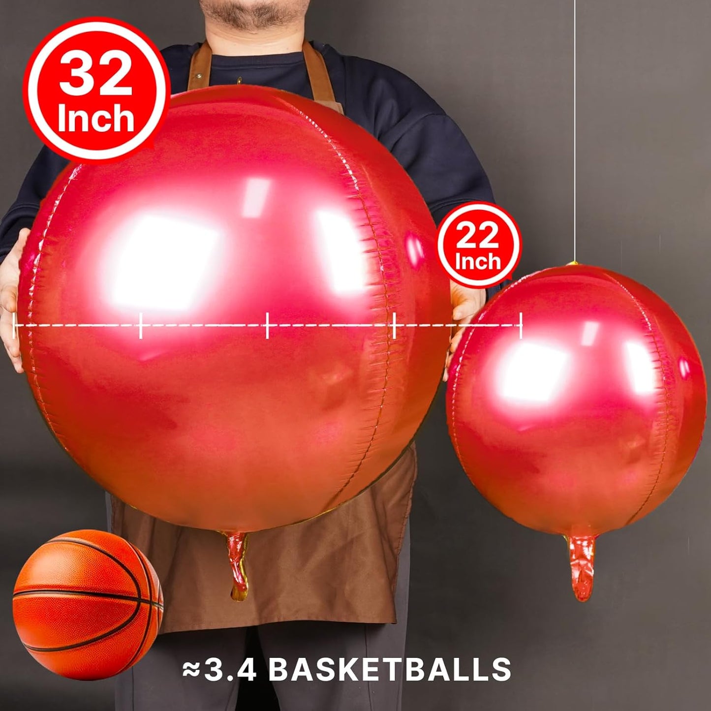 PartyWoo Metallic Gold Foil Balloons 20pcs Different Sizes Pack of 22 15 10 Inch Large Round Foil 4D Inflatable Mirror Ball Mylar Balloons for Graduation Birthday Baby Shower Party Decorations