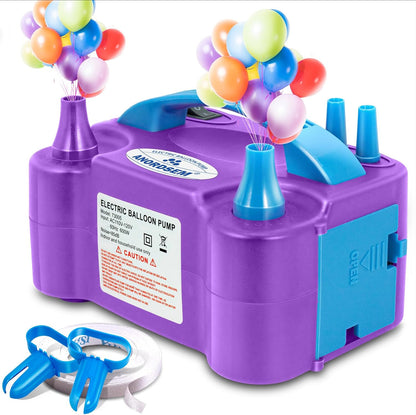 Anordsem Electric Balloon Air Pump: Polypropylene Plastic Case with Dual Nozzle - Quick Inflating for All Balloons at Home - Blower Machine Knotter/Ribbon for Parents Party DIY Decoration